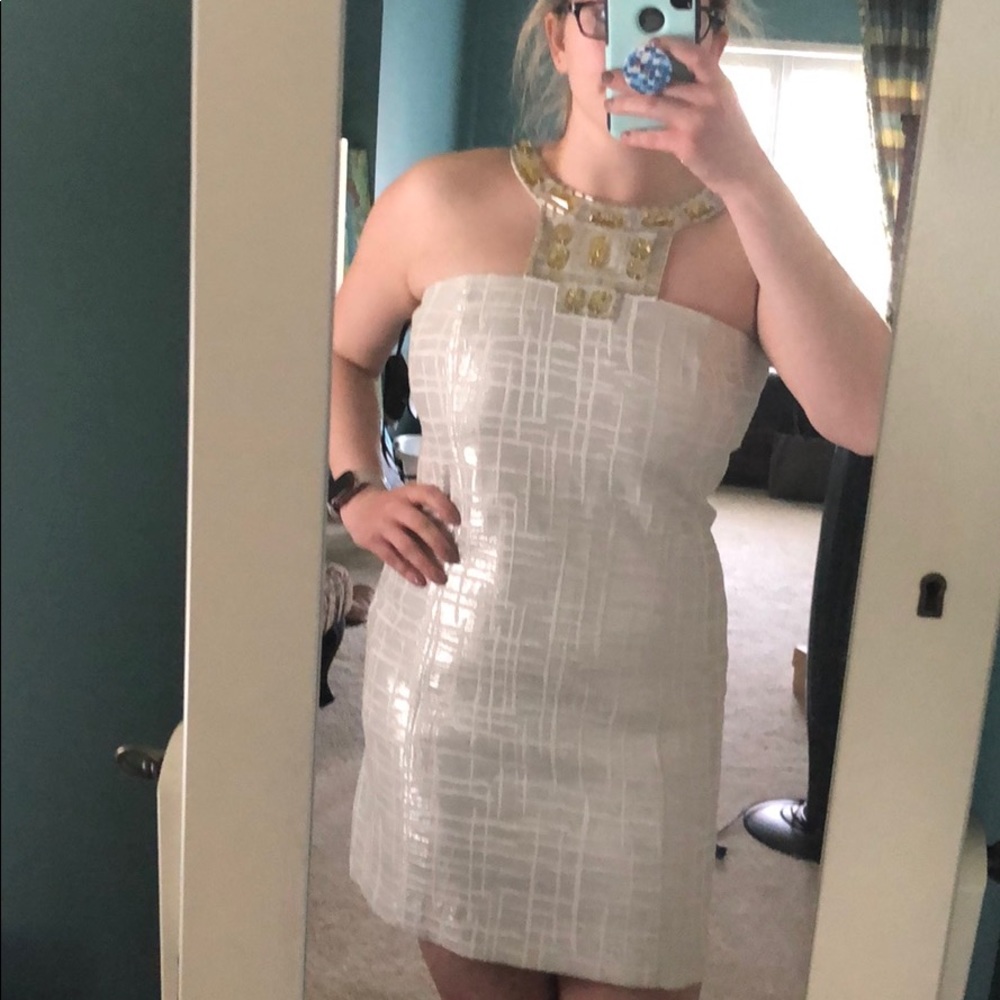SILVER & WHITE BEADED DRESS